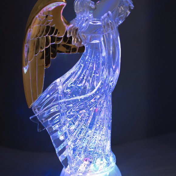 Dalax-Pair of Angel Trumpet LED Lighted Sparkling Color Changing Angel Figurine - Picture 5 of 9